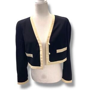Escada Margaretha Ley Cropped Blazer Black Pearl Buttons 38 READ